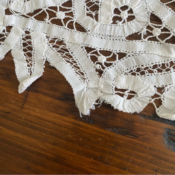 White Battenburg Lace Rectangular Placemat Decor 18.5x15" Cotton Handmade - Picture 7 of 13